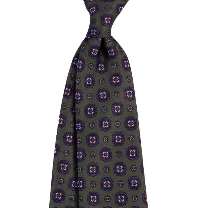 Floral Tie – Forest Green & Plum