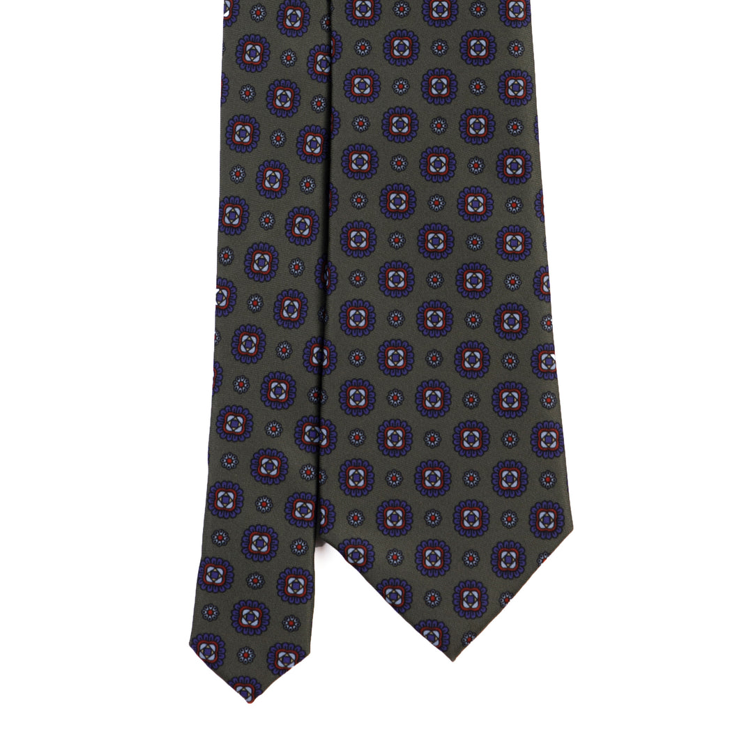 Floral Tie – Forest Green & Plum