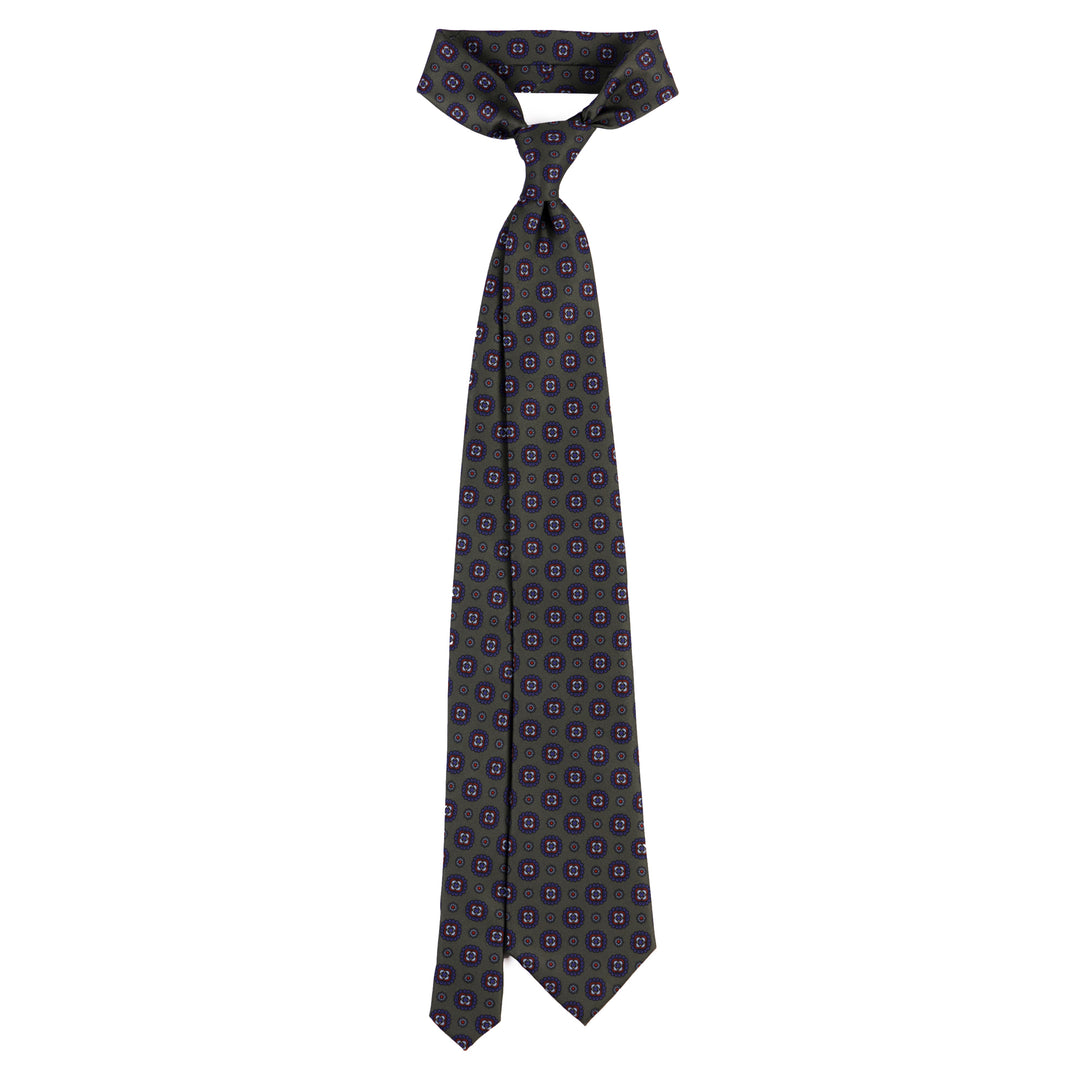 Floral Tie – Forest Green & Plum