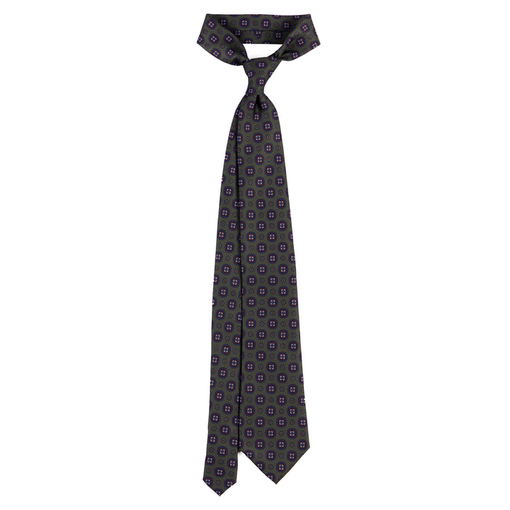 Floral Tie – Forest Green & Plum