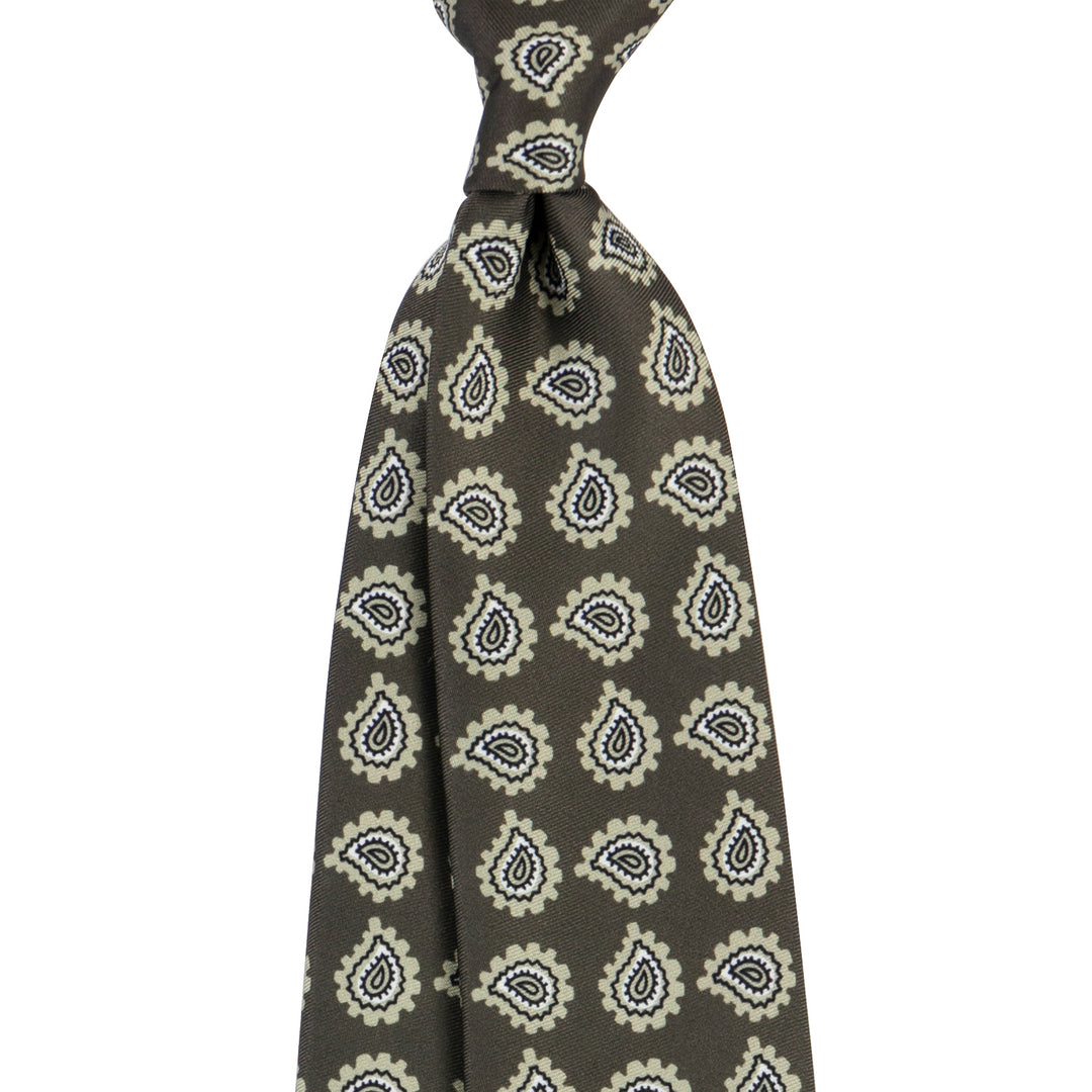 Medallion Tie – Olive & Cream