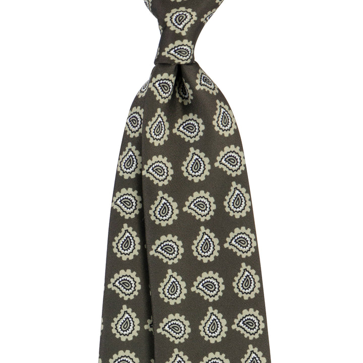 Medallion Tie – Olive & Cream
