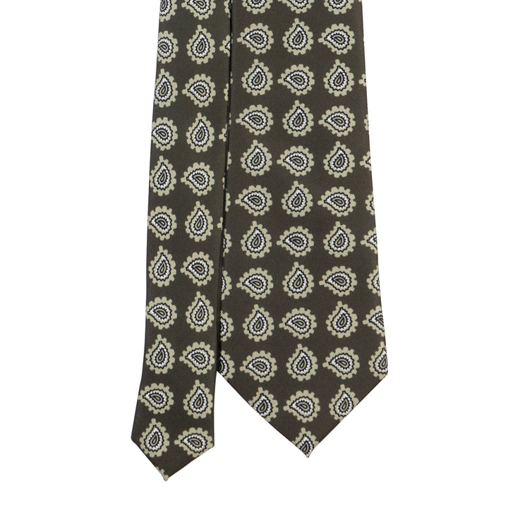 Medallion Tie – Olive & Cream