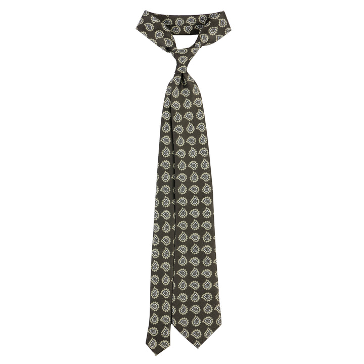Medallion Tie – Olive & Cream