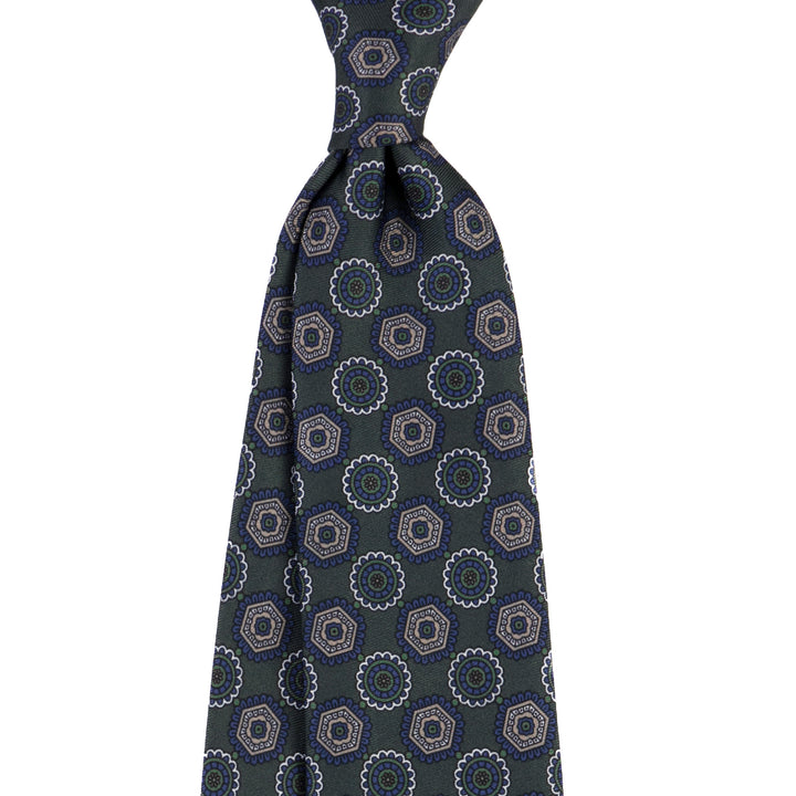Medallion Tie – Midnight Blue & Red