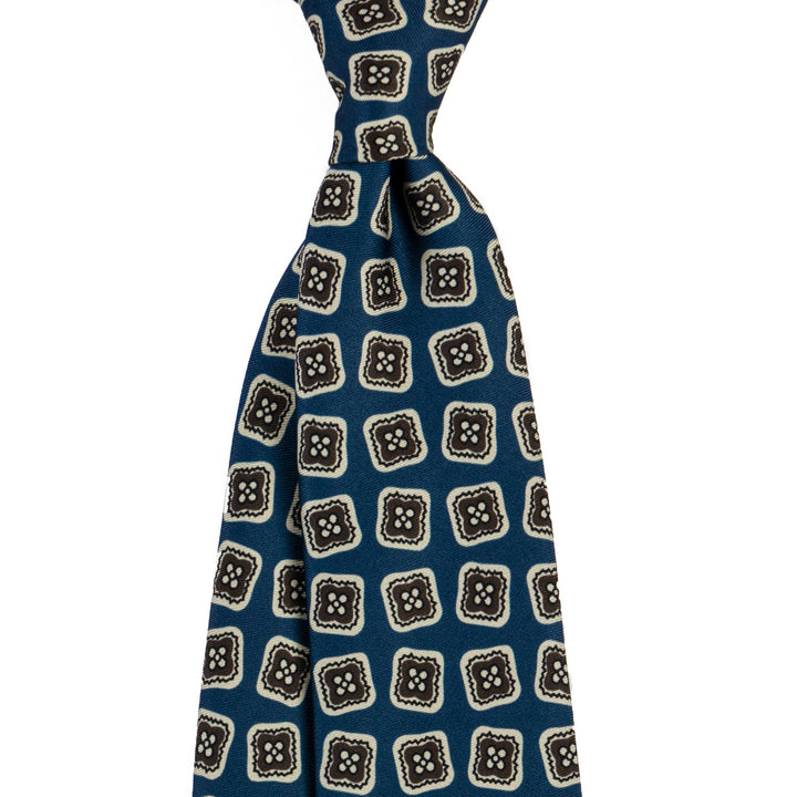 Hexagon Motif Tie – Deep Teal & Ivory
