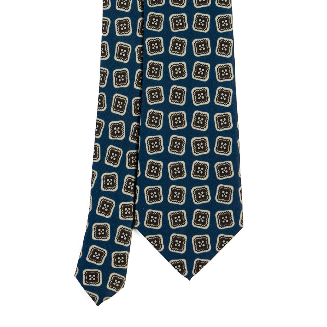 Hexagon Motif Tie – Deep Teal & Ivory